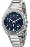 Buy Shop Maserati Stile Blue Dial Silver Steel Strap Watch For Men - R8873642006 USA Online