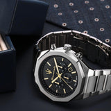 Buy Shop Maserati Stile Chronograph Black Dial Silver Steel Strap Watch For Men - R8873642010 USA Online