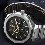 Buy Shop Maserati Stile Chronograph Black Dial Silver Steel Strap Watch For Men - R8873642010 USA Online
