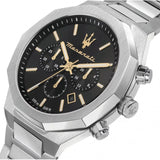 Buy Shop Maserati Stile Chronograph Black Dial Silver Steel Strap Watch For Men - R8873642010 USA Online