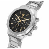 Buy Shop Maserati Stile Chronograph Black Dial Silver Steel Strap Watch For Men - R8873642010 USA Online