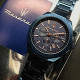 Buy Shop Maserati Stile Chronograph Blue Dial Blue Steel Strap Watch For Men - R8873642008 USA Online