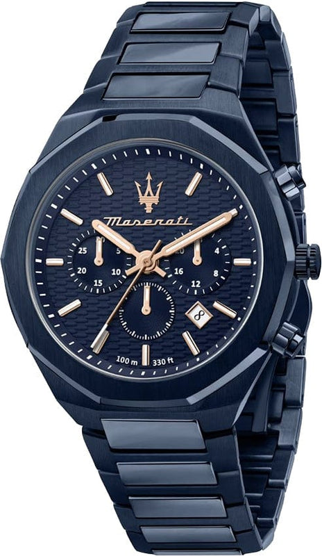 Buy Shop Maserati Stile Chronograph Blue Dial Blue Steel Strap Watch For Men - R8873642008 USA Online