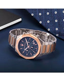 Buy Shop Maserati Stile Chronograph Blue Dial Rose Gold Two Tone Strap Watch For Men - R8873642002 USA Online