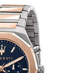 Buy Shop Maserati Stile Chronograph Blue Dial Rose Gold Two Tone Strap Watch For Men - R8873642002 USA Online