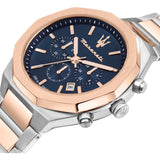 Buy Shop Maserati Stile Chronograph Blue Dial Rose Gold Two Tone Strap Watch For Men - R8873642002 USA Online