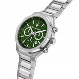 Buy Shop Maserati Stile Chronograph Green Dial Silver Steel Strap Watch for Men - R8873642011 USA Online