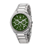 Buy Shop Maserati Stile Chronograph Green Dial Silver Steel Strap Watch for Men - R8873642011 USA Online