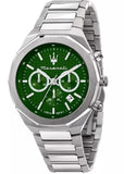 Buy Shop Maserati Stile Chronograph Green Dial Silver Steel Strap Watch for Men - R8873642011 USA Online