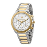 Buy Shop Maserati Stile Chronograph White Dial Two Tone Steel Strap Watch For Men - R8873642009 USA Online