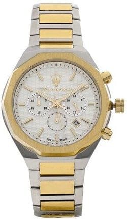 Buy Shop Maserati Stile Chronograph White Dial Two Tone Steel Strap Watch For Men - R8873642009 USA Online