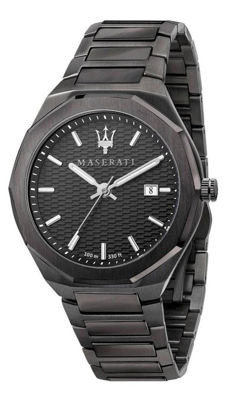 Buy Shop Maserati Stile Quartz Black Dial Black Steel Strap Watch For Men - R8853142001 USA Online