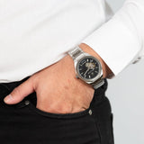 Buy Shop Maserati Stile Skeleton Automatic Black Dial Silver Steel Strap Watch For Men - R8823142002 USA Online