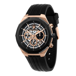 Buy Shop Maserati Stile Skeleton Chronograph Black Dial Black Silicone Strap Watch for Men - R8871642003 USA Online