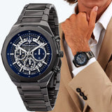 Buy Shop Maserati Stile Skeleton Chronograph Blue Dial Grey Steel Strap Watch for Men - R8873642012 USA Online