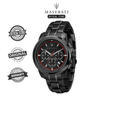 Buy Shop Maserati Successo 44mm Black Dial Black Steel Strap Watch For Men - R8873621014 USA Online