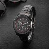 Buy Shop Maserati Successo 44mm Black Dial Black Steel Strap Watch For Men - R8873621014 USA Online