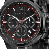 Buy Shop Maserati Successo 44mm Black Dial Black Steel Strap Watch For Men - R8873621014 USA Online