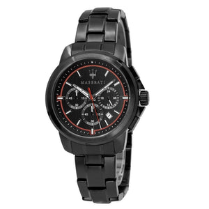Buy Shop Maserati Successo 44mm Black Dial Black Steel Strap Watch For Men - R8873621014 USA Online