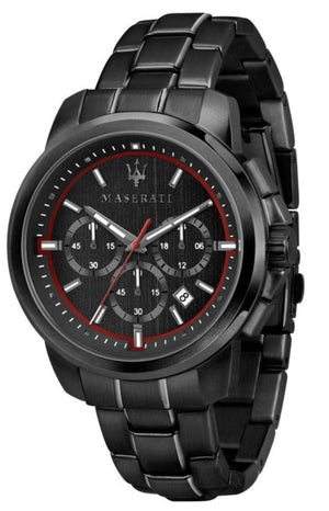 Buy Shop Maserati Successo 44mm Black Dial Black Steel Strap Watch For Men - R8873621014 USA Online