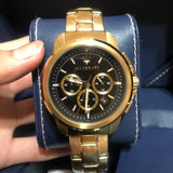 Buy Shop Maserati Successo 44mm Black Dial Gold Stainless Steel Strap Watch For Men - R8873621013 USA Online
