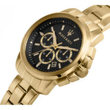 Buy Shop Maserati Successo 44mm Black Dial Gold Stainless Steel Strap Watch For Men - R8873621013 USA Online