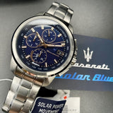Buy Shop Maserati Successo 44mm Solar Blue Stainless Steel Watch For Men - R8873645004 USA Online