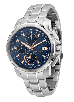 Buy Shop Maserati Successo 44mm Solar Blue Stainless Steel Watch For Men - R8873645004 USA Online
