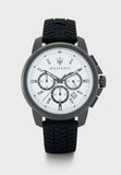 Buy Shop Maserati Successo 44mm White Dial Black Silicone Strap Watch For Men - R8871621010 USA Online