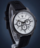Buy Shop Maserati Successo 44mm White Dial Black Silicone Strap Watch For Men - R8871621010 USA Online