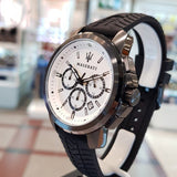 Buy Shop Maserati Successo 44mm White Dial Black Silicone Strap Watch For Men - R8871621010 USA Online