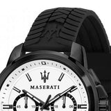 Buy Shop Maserati Successo 44mm White Dial Black Silicone Strap Watch For Men - R8871621010 USA Online