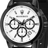 Buy Shop Maserati Successo 44mm White Dial Black Silicone Strap Watch For Men - R8871621010 USA Online
