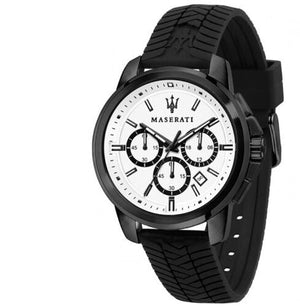 Buy Shop Maserati Successo 44mm White Dial Black Silicone Strap Watch For Men - R8871621010 USA Online