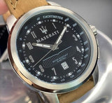 Buy Shop Maserati Successo Black Dial Beige Leather Strap Watch For Men - R8851121004 USA Online