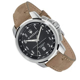 Buy Shop Maserati Successo Black Dial Beige Leather Strap Watch For Men - R8851121004 USA Online