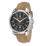 Buy Shop Maserati Successo Black Dial Beige Leather Strap Watch For Men - R8851121004 USA Online