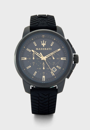 Buy Shop Maserati Successo Black Dial Black Rubber Strap Watch For Men - R8871621011 USA Online