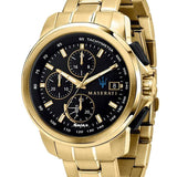 Buy Shop Maserati Successo Black Dial Gold Stainless Steel Watch For Men - R8873645002 USA Online