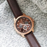 Buy Shop Maserati Successo Brown Dial Brown Leather Strap Watch For Men - R8871621004 USA Online
