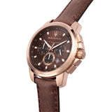 Buy Shop Maserati Successo Brown Dial Brown Leather Strap Watch For Men - R8871621004 USA Online
