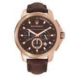 Buy Shop Maserati Successo Brown Dial Brown Leather Strap Watch For Men - R8871621004 USA Online