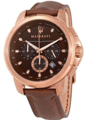 Buy Shop Maserati Successo Brown Dial Brown Leather Strap Watch For Men - R8871621004 USA Online