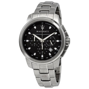 Buy Shop Maserati Successo Chronograph Black Dial Silver Steel Strap Watch For Men - R8873621001 USA Online
