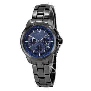 Buy Shop Maserati Successo Chronograph Blue Dial Black Steel Strap Watch For Men - R8873621005 USA Online