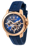 Buy Shop Maserati Successo Chronograph Blue Dial Blue Silicone Strap Watch for Men - R8871621034 USA Online