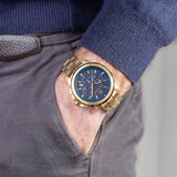 Buy Shop Maserati Successo Chronograph Blue Dial Gold Steel Strap Watch For Men - R8873621021 USA Online