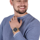Buy Shop Maserati Successo Chronograph Blue Dial Gold Steel Strap Watch For Men - R8873621021 USA Online