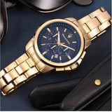 Buy Shop Maserati Successo Chronograph Blue Dial Gold Steel Strap Watch For Men - R8873621021 USA Online