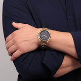 Buy Shop Maserati Successo Chronograph Blue Dial Gold Steel Strap Watch For Men - R8873621021 USA Online